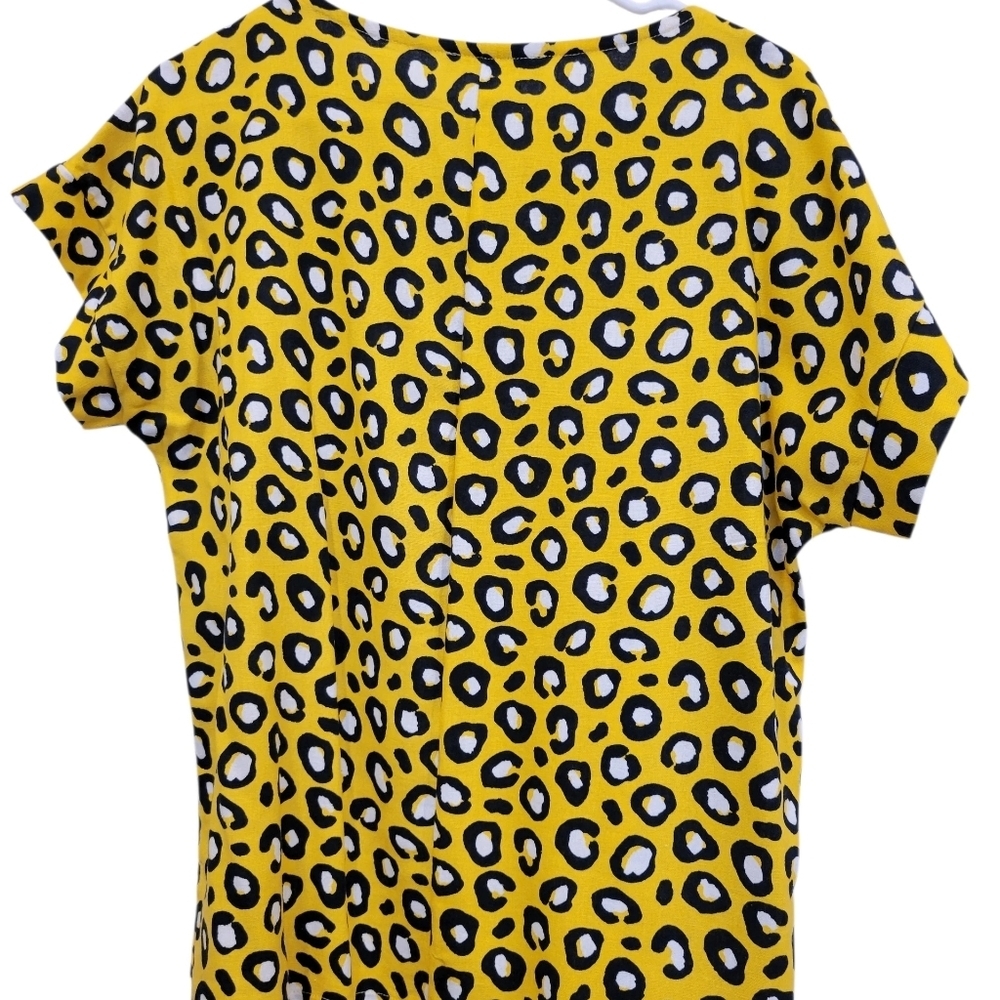 Bellina Cow Patch SS Yellow Black & White Blouse XS - Picture 3 of 7